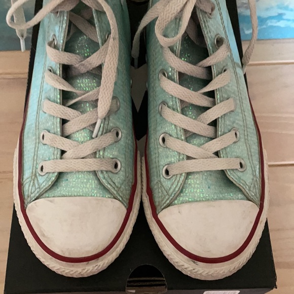 CONVERSE Chuck Taylor Teal Enamel size 3 US girls GUC - Picture 3 of 9